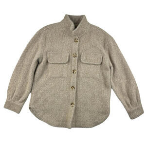 Elie Tahari Shirt Jacket Fuzzy Oatmeal Size S